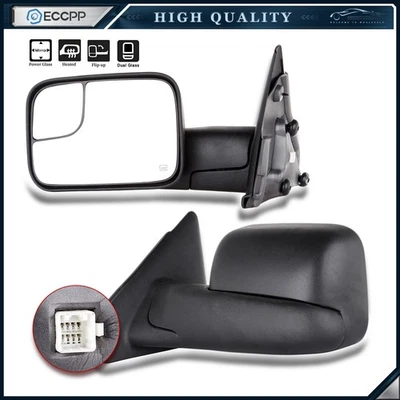 Left+Right For 02-08 Dodge Ram 1500 03-09 Ram 2500/3500 Power Heated Tow Mirrors - Imagem 1 de 4