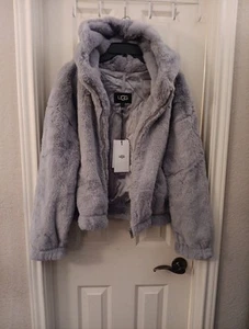 Neu UGG Lavendel Mandy Damen-Hoodiejacke Kunstfell weich hat Taschen groß - Bild 1 von 7