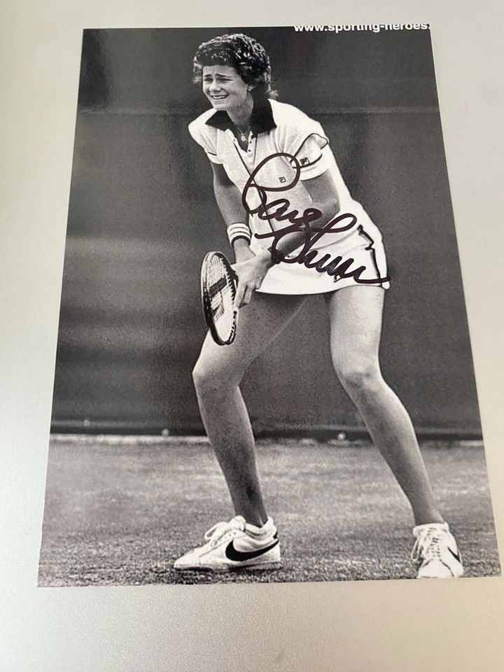Foto firmada por Pam Shriver 4x6 locutor de tenis medalla de oro ganador autógrafo automático Foto 1 de 1