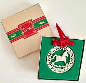 Vtg Lenox China Yuletide RockingHorse Ornament Christmas Collection w/ Box Ivory - Picture 1 of 12