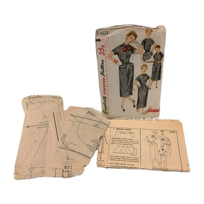Vtg 1950s SIMPLICITY 4523  Pattern 32B sz 14 Dresses - Image 1 of 4
