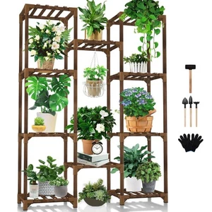 Plant Stand Indoor Outdoor, Tall Plant Shelf for Multiple Plants, 10 tiers 11... - Picture 1 of 6