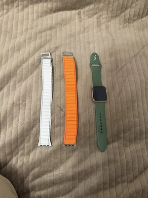 Apple Watch Series with Extra Bands - Green Silicone, Orange Sport, Blue/White - Image 1 of 3