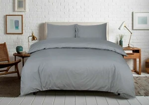 Grey 100% Egyptian Cotton Duvet Quilt Cover Set king, Double Deep Fitted Sheet - Picture 1 of 1
