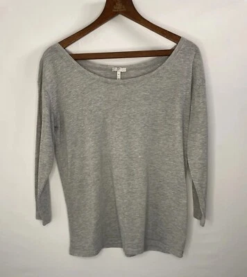 Joie Womens M Base Layer 3/4 SleeveTop Gray Wool Round Neck Pullover Lightweight - Image 1 of 4