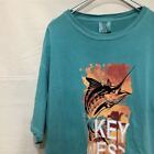 3333.Vintage Print T-Shirt Old Clothing American Casual Usa Size Xl Emerald Gree