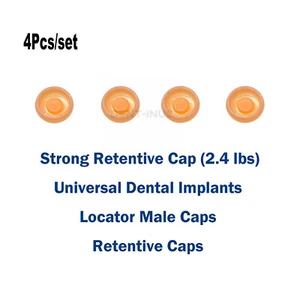 4pcs/set Overdenture 2.4 lbs Retentive Cap Abutment Removable Locator Male Caps - Picture 1 of 3