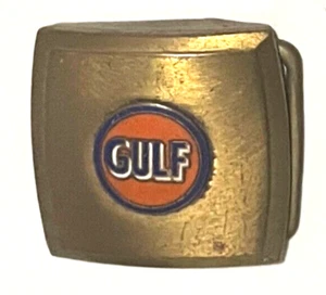 Gulf Gas & Oil Belt Buckle 1 & 1/2 Inch Advertisement for Vintage Car Collection - Picture 1 of 2