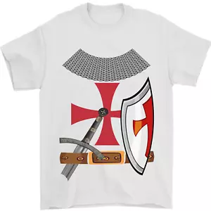 Caballero Templario Disfraz San Jorge Día Camiseta Hombre 100% Algodón - Picture 1 of 95