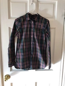 Camisa J Crew Clásica Verde A Cuadros Con Rojo Rosa Amarillo y Negro Talla 10. - Imagen 1 de 4