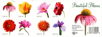 2007 Beautiful Blooms 41 cents Twenty Self-adhesive Stamps Booklet Brand New - Image 1 of 2