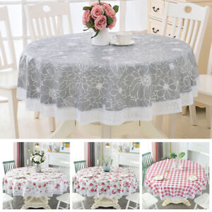 Round Waterproof Tablecloth PVC Oil-proof Home Picnic Table Cloth Cover 1.3-1.8M