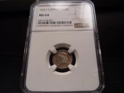 1837 MS64 Capped Bust Half Dime NGC Certified - Bright/Toned/Fantastic - Image 1 of 4