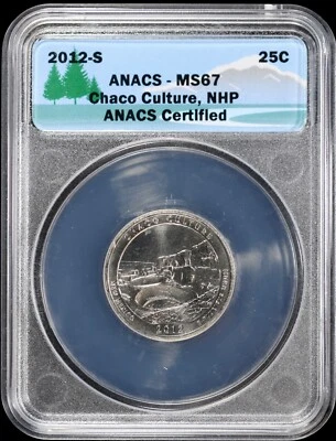 2012-S 25C Chaco Culture National Parks NP Quarter ANACS MS 67 BU Mint State - Image 1 of 4