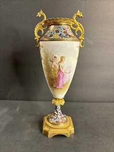 Antique Sevres Porcelain Vase/Cloisonne/Enamel/Angel/Music/Signed/France C.1925 - Picture 1 of 15