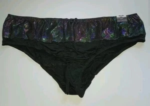 Cacique Riemchen hinten frech Neu mit Etikett Metallic Regenbogen bestickt Nylon 26/28 - Bild 1 von 3