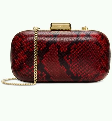 NEW Michael Kors Elsie Red Dome Clutch Embossed Leather* - Image 1 of 4