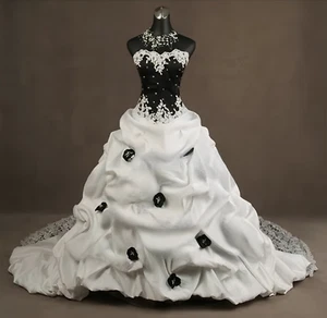 Victorian Wedding Dress Taffeta 1950s 60s Sweetheart Floral Vintage Bridal Gowns - Picture 1 of 8