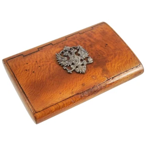 RUSSIAN Beechwood Card Case with Metal Imperial ROMANOV CREST - Picture 1 of 6