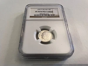 1992-S SILBER ROOSEVELT DIME NGC PF70 ULTRA CAMEO "BROWN LABEL" TOP POP - Bild 1 von 4