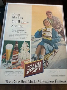 Vintage 1953 Schlitz Bierpaar Schlittenanzeige - Bild 1 von 1