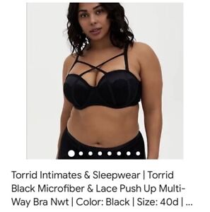 NEW Torrid Curve Strapless Push-Up Lace Sling Straight  Back Bra 40D Multi Way
