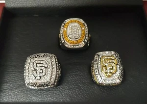 San Francisco Giants - World Series 3 Ring Set with Wooden Display Box.. Posey - Picture 1 of 4