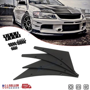 Black Car Bumper Fin Canard Splitter Diffuser Valence Spoiler Lip Set Left+Right - Picture 1 of 7