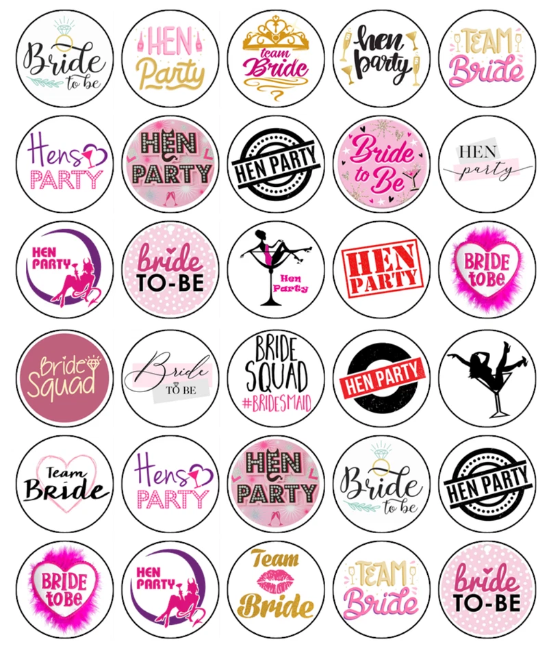 Toppers comestibles para cupcakes de noche de gallinas - glaseado - decoraciones de fiesta de novia para ser Foto 1 de 2