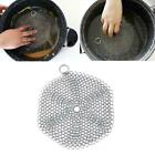 Steel Cast Iron Cleaner Chain Mail Scrubber Tool Cookware Kitchen❀
