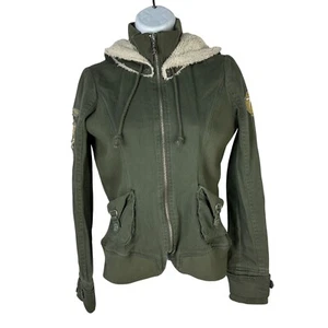 Affliction Black Premium Womens XS Green Military Style Hooded Jacket - Picture 1 of 9