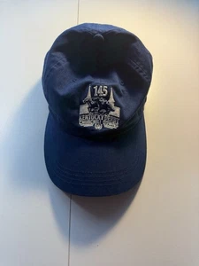 Vintage 145 Kentucky Derby Hat Churchill Downs Horse Racing Cap Blue White - Picture 1 of 7