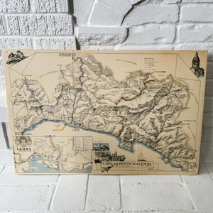 1930 antique city landscape map of Genova Italy large decorative old map - Picture 1 of 6