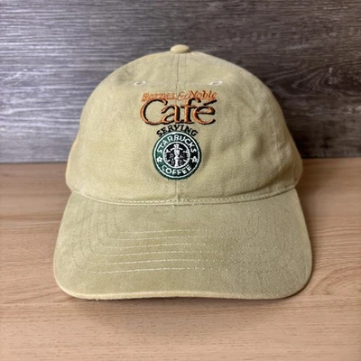 Barnes & Noble Cafe Hat Cap Strap Back Khaki Embroidered Starbucks Coffee Mens - Image 1 of 4