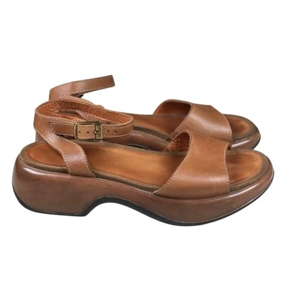 Sandalias Dansko Para Mujer Talla 37 Lara Gruesas Cuero Tostado Británico Correa al Tobillo Boho Foto 1 de 4