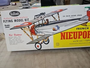 Vintage 1/12 Guillow's WW1 Nieuport II Fighter Balsa/Plastic Model Kit w/ Box - Picture 1 of 4