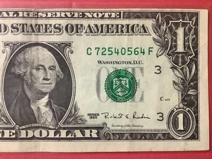 Billete de dólar antiguo 1995 C-District $1 Philadelphia PA CF bloque C 72540564 F desplazado - Imagen 1 de 6