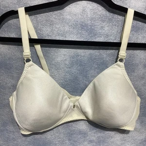 Vassarette Cotton Lined Bra 38C Ivory Knit Underwire Vintage Padded - Picture 1 of 12