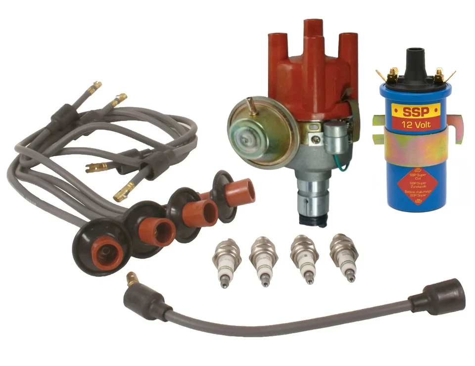 Ignition Kit w Vac Dizzy, Leads, Plugs & Coil, 1200-1600cc Beetle Karmann Ghia - Image 1 of 1