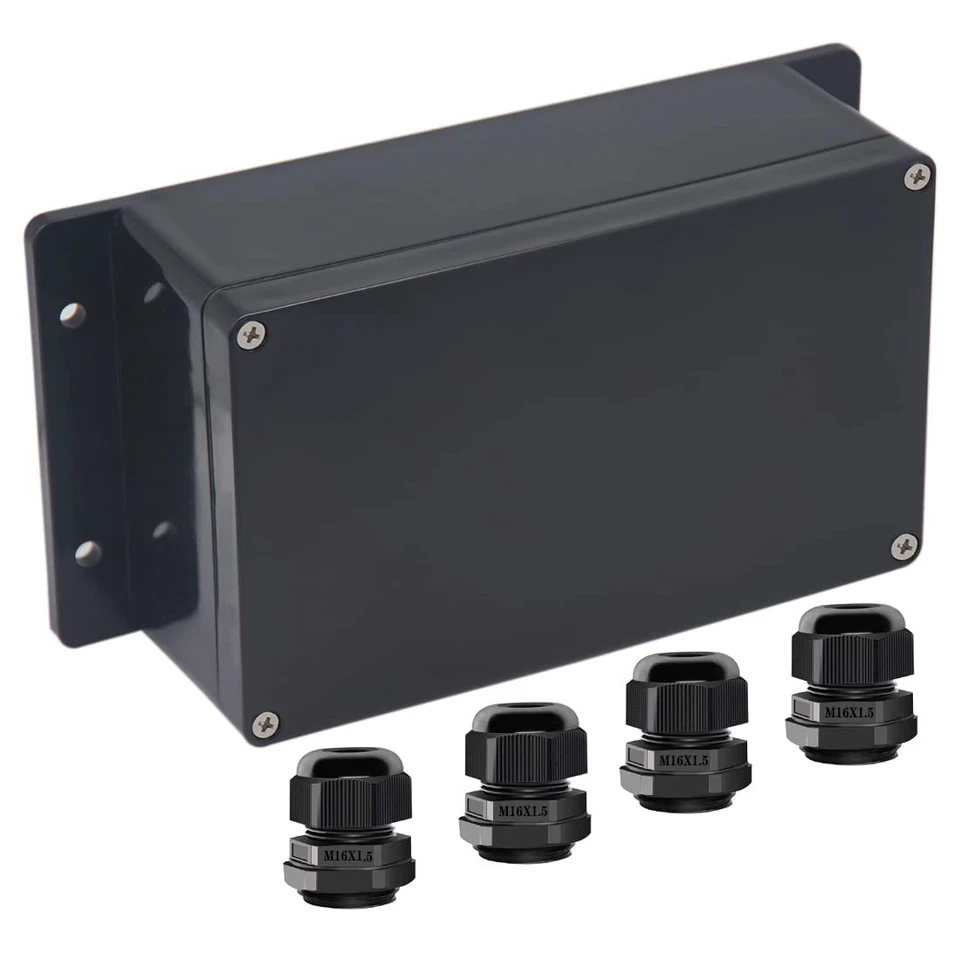 Junction Box IP65 Waterproof ABS Plastic 7.87x4.72x2.95, Fixed Ear Design  - Image 1 of 4