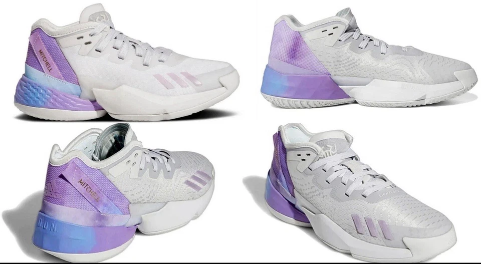Adidas Basketball D.O.N. Issue 4 Donavan Mitchel white-gray purple Kids Size 1 - Image 1 of 4