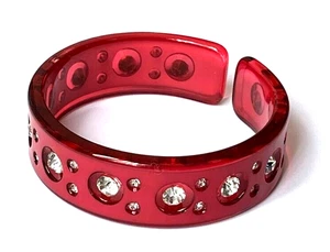 BRACELET Plastique Rouge strass Brillante état NEUF - Imagen 1 de 14