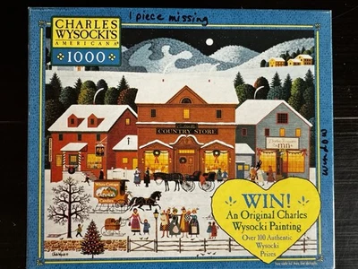 CHRISTMAS EVE  Hasbro Puzzle 2003 Charles Wysocki 1000 PC Holiday Missing 1 PC - Image 1 of 4
