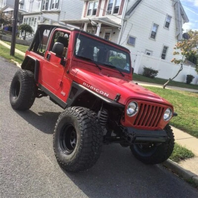 Rueda blindada guardabarros plano llamaradas cejas apto para Jeep Wrangler TJ 97-06 acero negro Foto 1 de 4