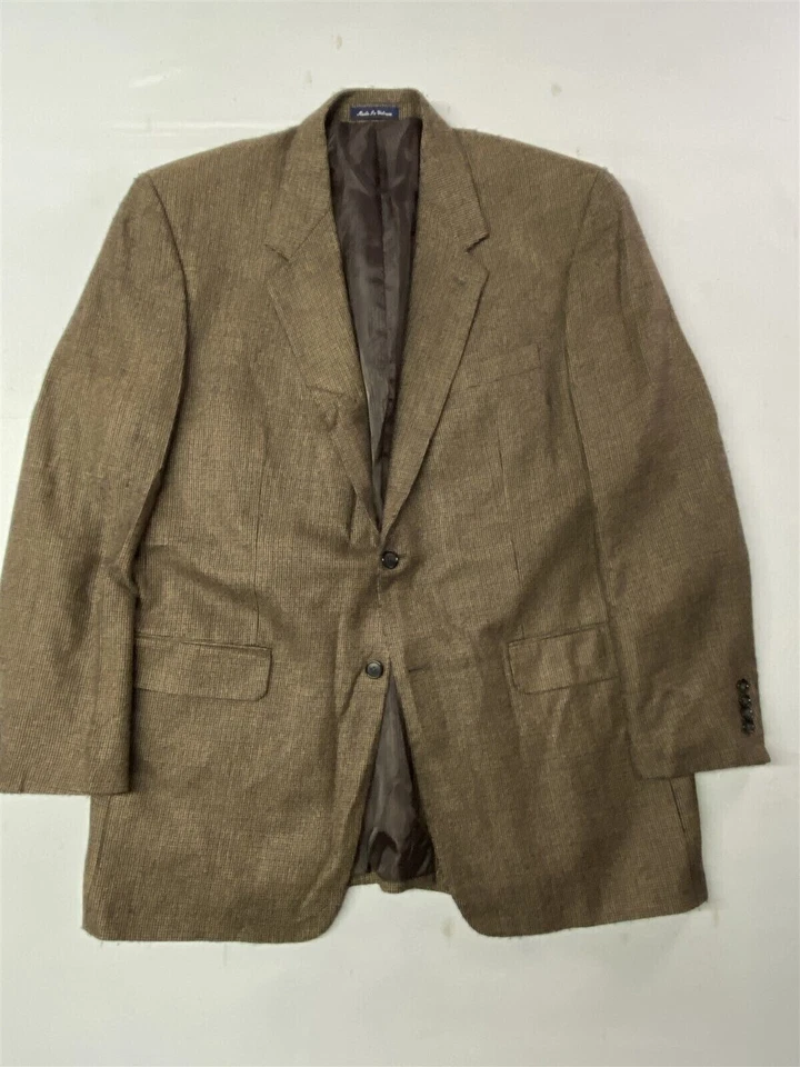 Blazer Traje Chaqueta Abrigo Deportivo Alan River 44L Marrón A Cuadros Lana de Cordero Cachemira Foto 1 de 4