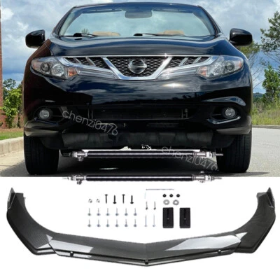 Carbon Style Front Bumper Lip Spoiler & Black Strut Rod For Nissan Murano SL SV - Image 1 of 4