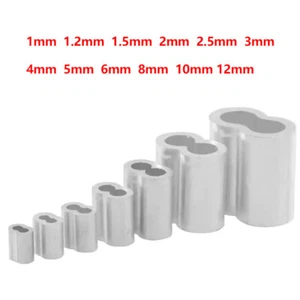 Aluminium Wire Rope Ferrules Double Hole Crimping Sleeves Clamp 1mm 1.2mm - 12mm - Picture 1 of 7