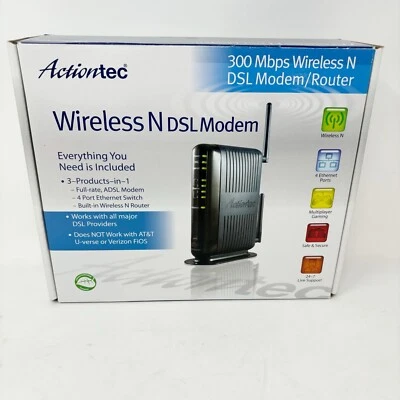 ACTIONTEC 300 Mbps Wireless N DSL Modem/Route GT784WN-01 Tested - Image 1 of 4