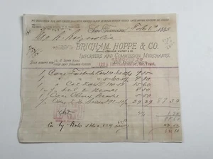 Brigham Hoppe Co Importers San Fransisco Payable Gold Coins Billhead 1883 - Picture 1 of 4