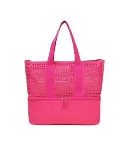 No Boundaries Hot Pink Elevated Zip Cooler Bottom Tote Bag Beach Bag BRAND NEW! - Picture 1 of 5